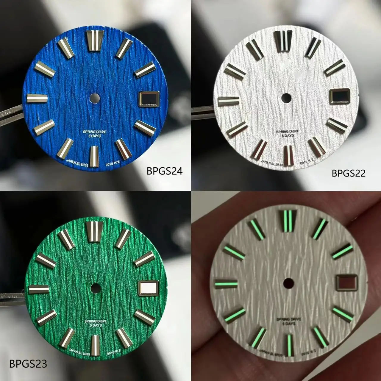 28.5mm Green glowing GS Dial concave convex surface White Birch Suitable for NH35 Movement 29mm GS logo Dial Watch Accessories