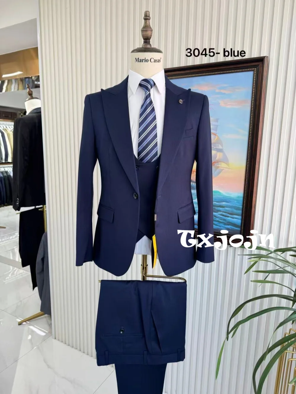 

Formal Blue Man Suit Set 3 Pieces Business Office Wear Men's Regular Fit Suits Banquet Party Outfit High Quality Tuxedo On Sale