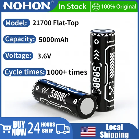 21700 Rechargeable Lithium Battery Kit Flat-Top Design Large 5000mAh Capacity for Long-Lasting Battery Life Convenient Charging Case Stable and Reliable Output Suitable for Flashlights Power Tools and Other Devices Ideal for Everyday Backup