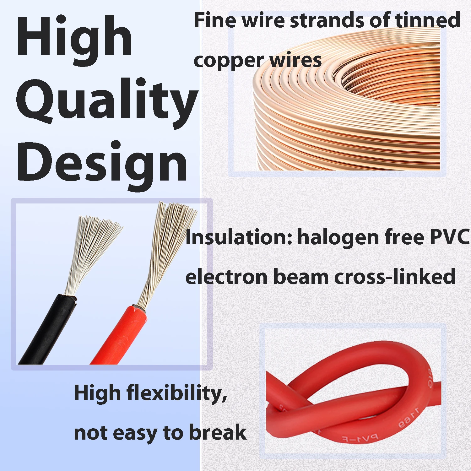 Solar Power Cable 6 4mm2 10 12AWG Wire PV Photovoltaic Cable TÜV TUV Cable For Panels Connection Red Black PVC 50 30FT 10m 100m