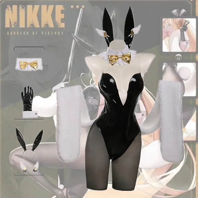 Qq38NIKKE A Deusa Da Vitória Coelhinha Blanc Noir Cosplay Fantasia Traje Uniforme Sexy para Meninas Mulheres Disfarce de Halloween