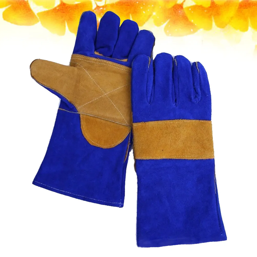 

Pair Heat Resistant Welding Gloves 2-Layer Long Sleeve Fireproof Gloves for Welding Cooking Oven Barbecue Outdoor
