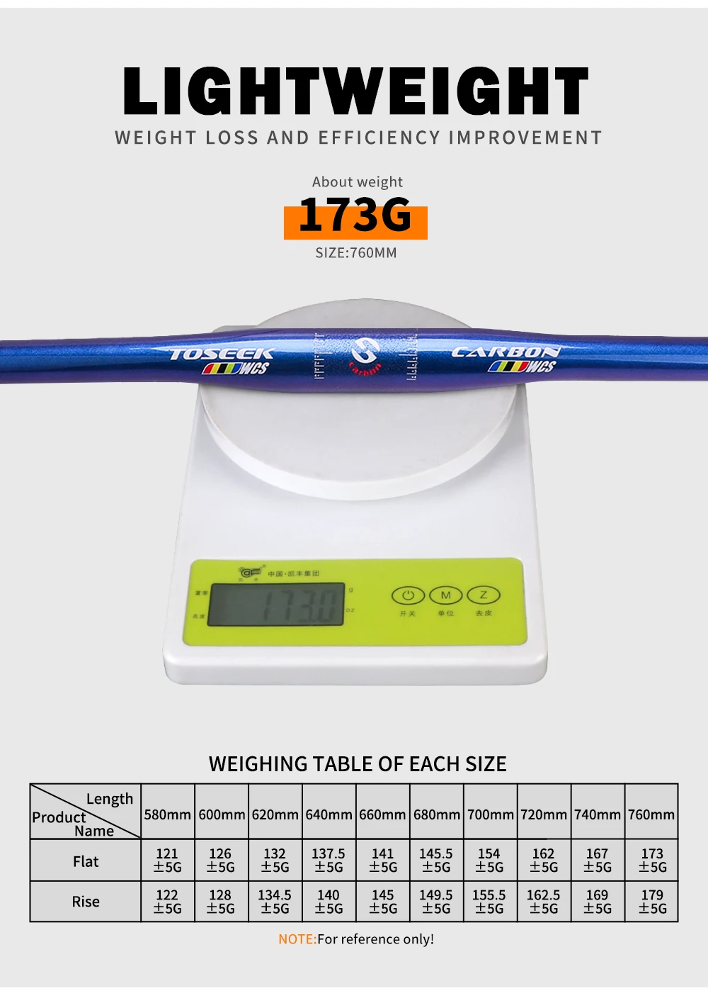 TOSEEK TM13 Fahrradlenker 31,8mm Carbonfaser-Lenker MTB Mountainbike Lenker Breite 580mm-760mm Glänzend Strahlend Blau – Detail 5