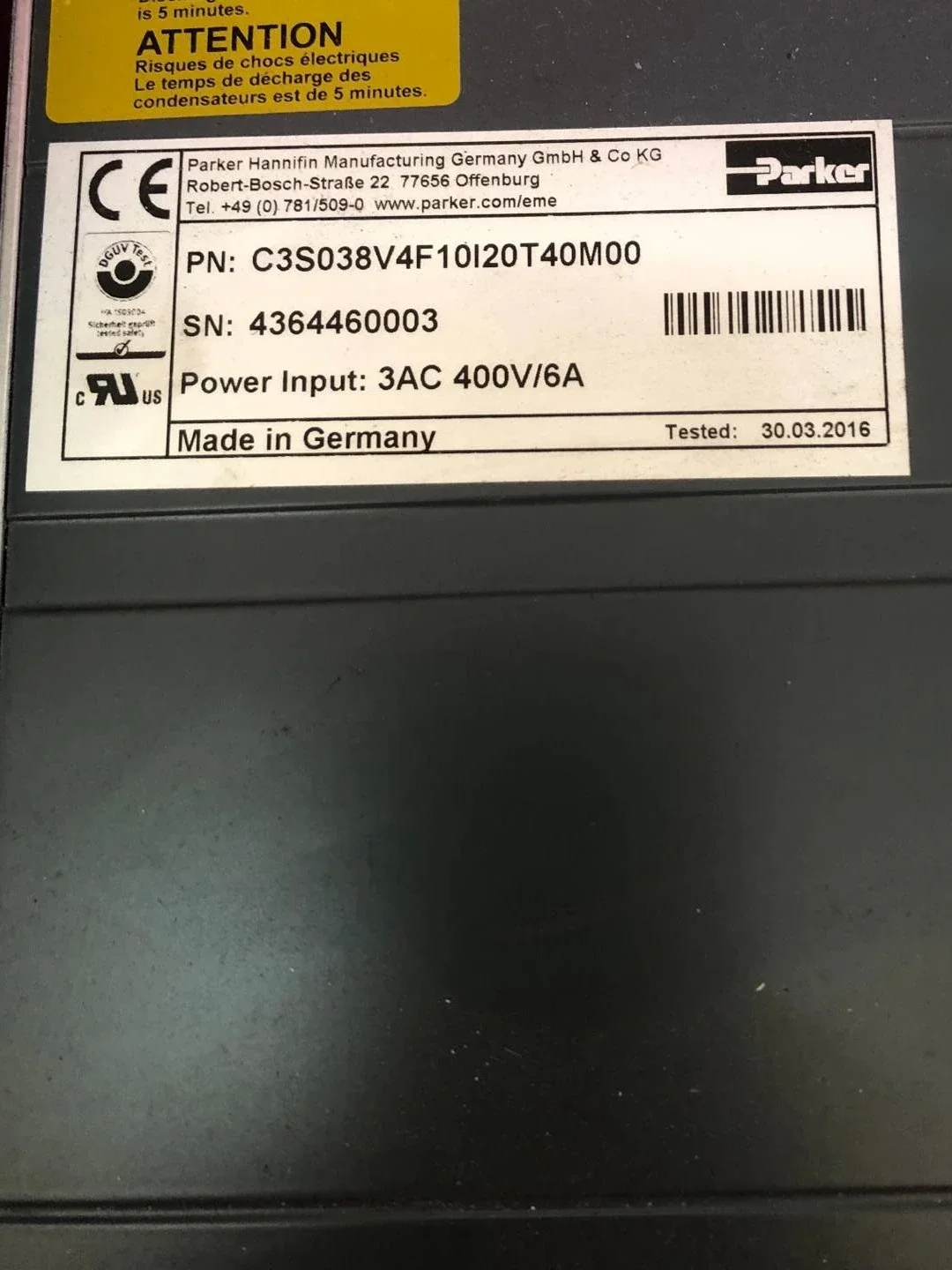 Parker Parker C3S038V4F10I20T40M00 Original Spot