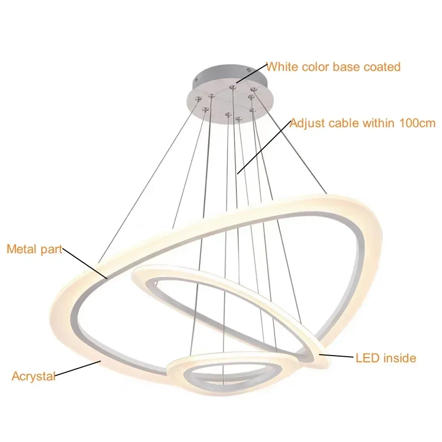 Modern Adjustable Cable Irregular Circle LED Pendant Light Acrylic Body for Living Room Hallway Kitchen Lighting Fixtures