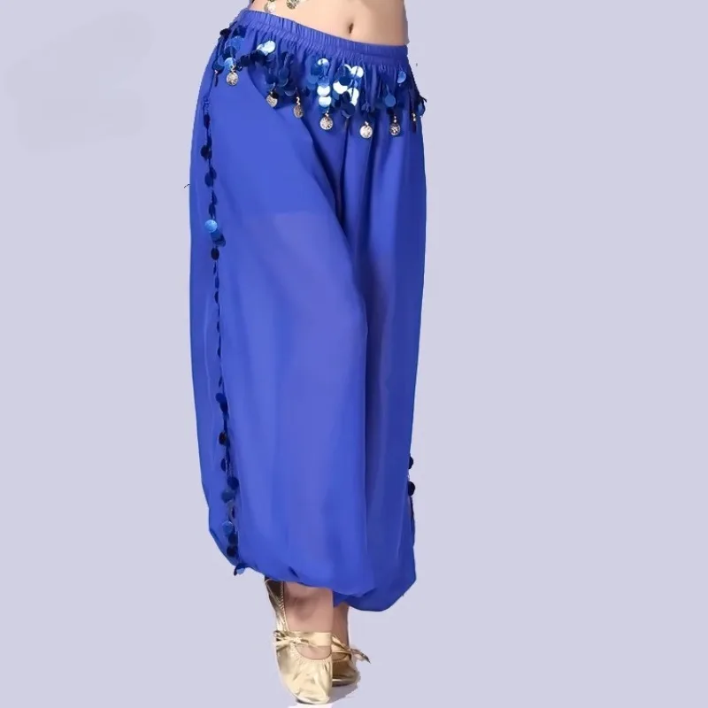 تخصيص السراويل الرقص الشرقي الهندي ملابس رقص أداء زي الترتر قيعان ممارسة الزي شق واسعة الساق فانوس #4