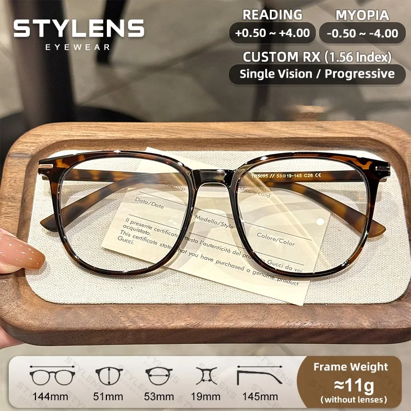 STYLENS Lunettes de lecture carrées tendance pour femmes et hommes, anti-lumière bleue, minimalistes, pour myopie, sur ordonnance, lunettes progressives personnalisées
