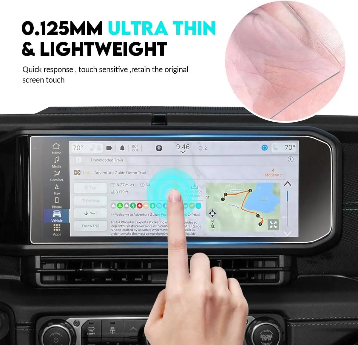 Car Tempered Glass Touch Screen GPS Panel Interior Protector Film Navigation for Jeep Wrangler JL Gladiator JT 2024