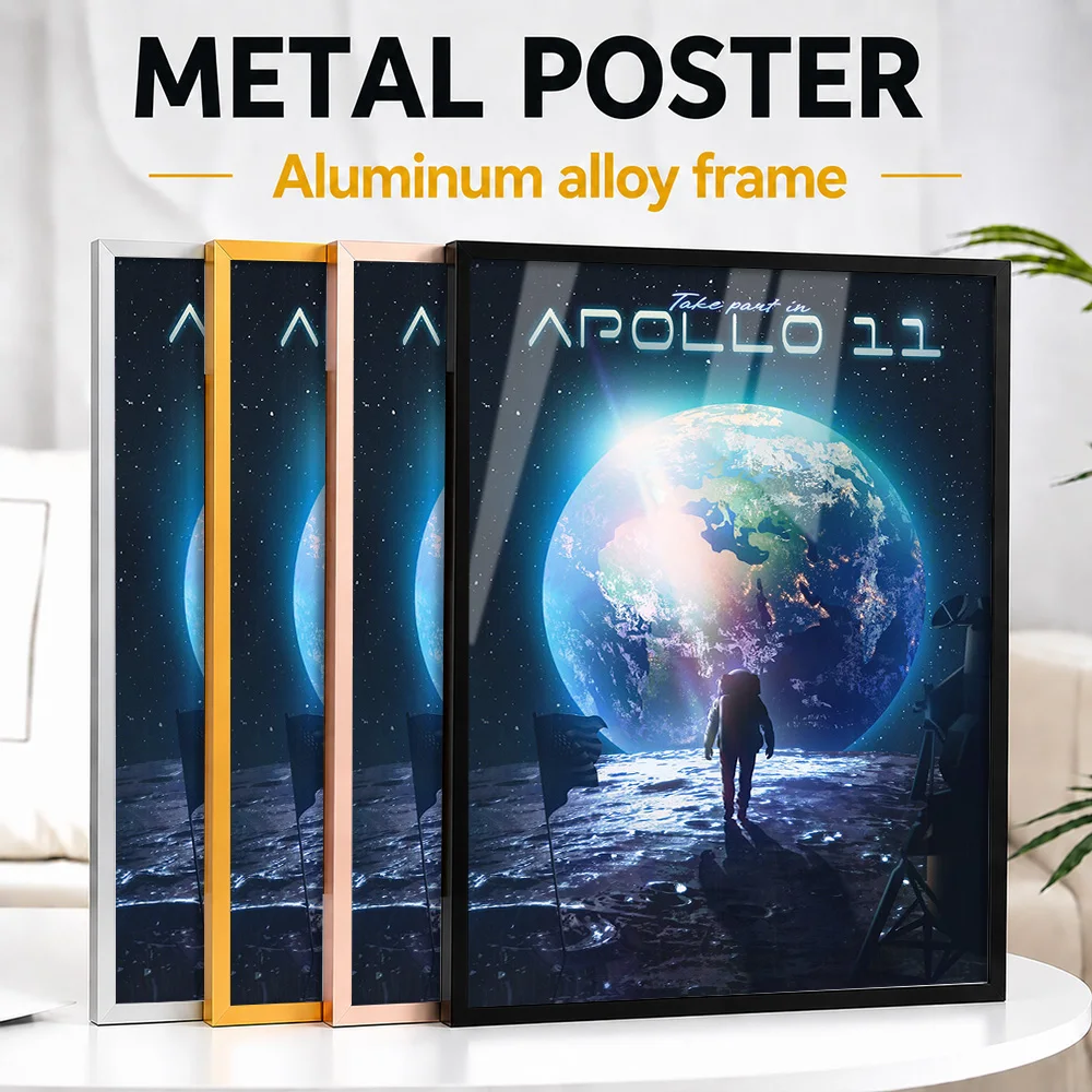 Apollo 11 Geeky Travel Metal Poster With Aluminum Alloy Frame Personalized Photo Deep Universe Style Wall Art For Science Room