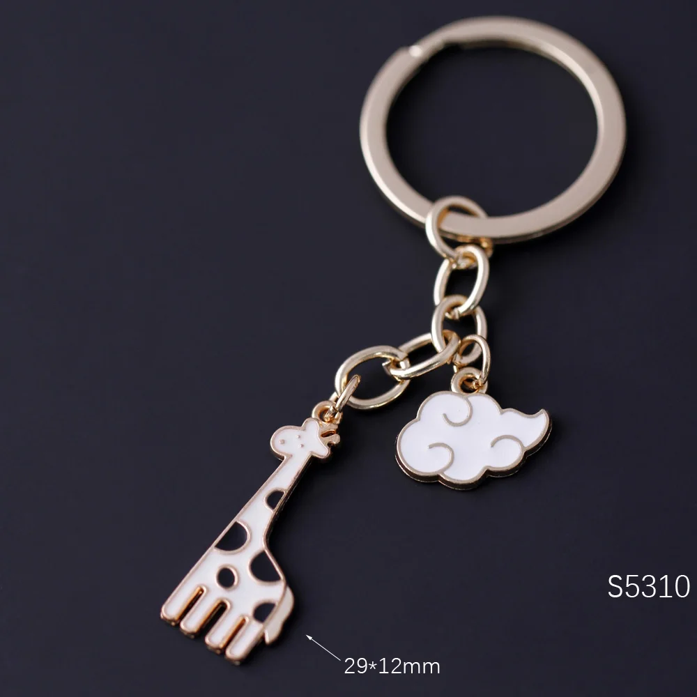 Cute Giraffe Keychain For Women Bag Key Chain Colorful Enamel Pendant Accessory Jewelry Christmas Friends Gifts