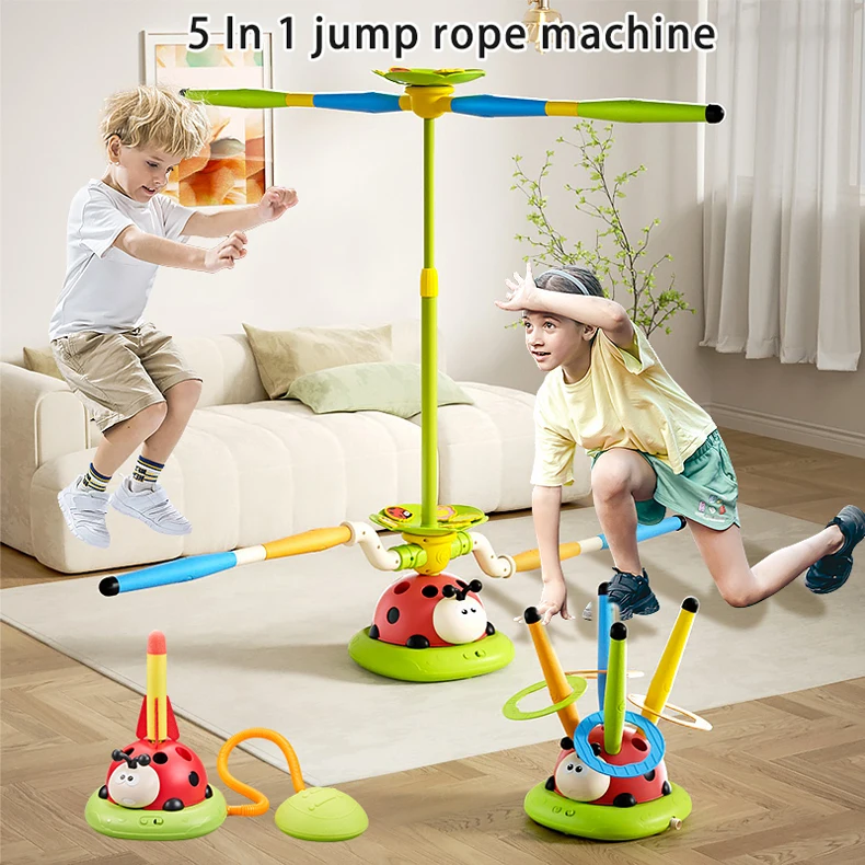 Ladybug Sport Entertainment Game Toy Multifunction Rope Skipping Machine Ferrule Jump Rocket Launcher Outdoor Educational