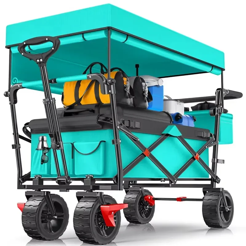 For Foldable Trolley with Children's Top Push-pull Wagon Stroller Folding Wagon