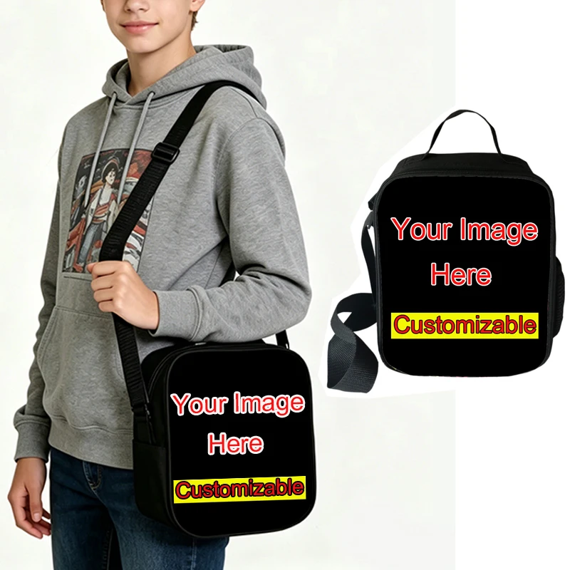 Customize The Image / Logo / Text Thermal Lunch Bag Personalized Portable Picnic Bag Customizable Insulated Lunch Box for School