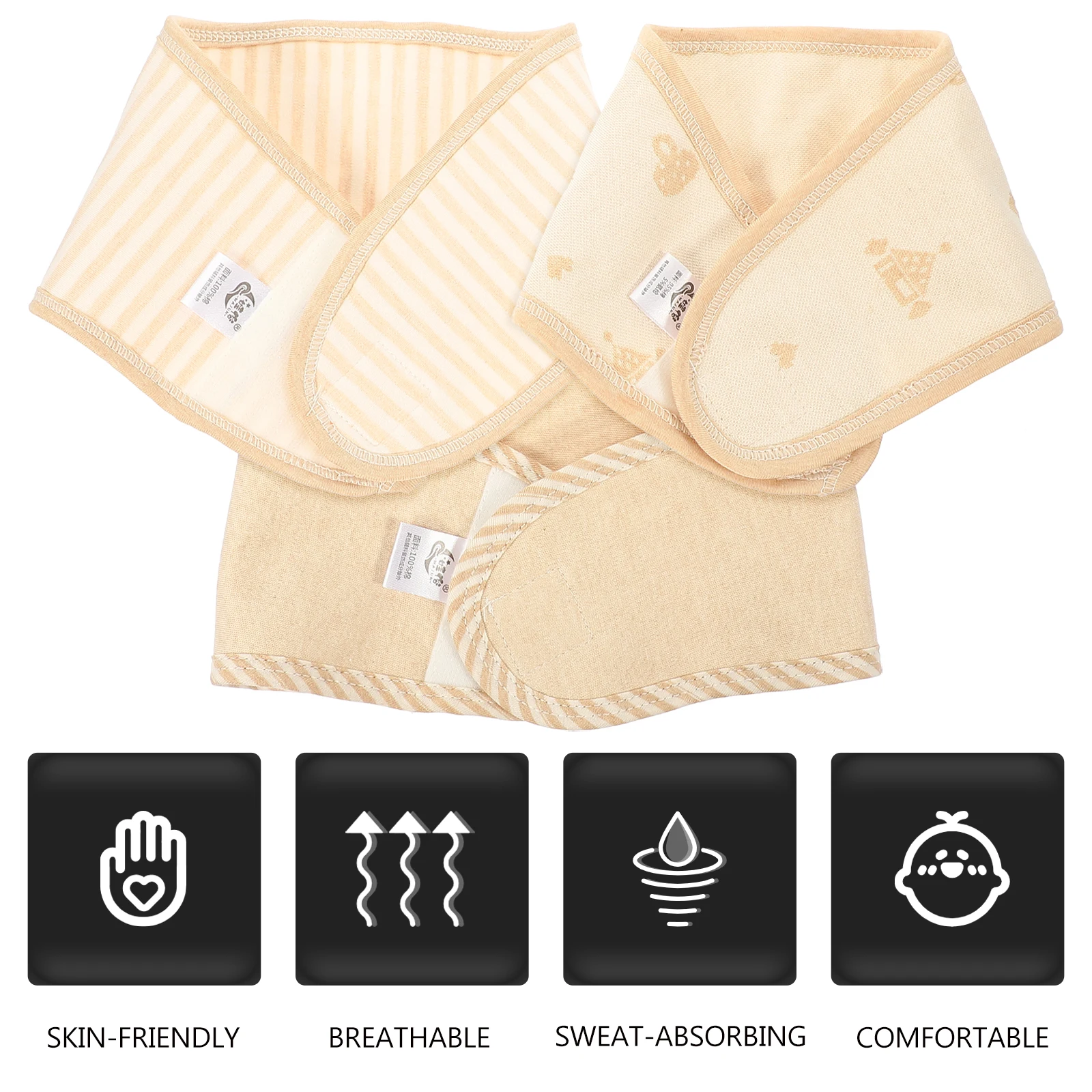 

3Pcs Baby Belly Button Band Cotton Newborn Protector Breathable Sweat Absorbing Safe Durable Nonballing Easy Wear
