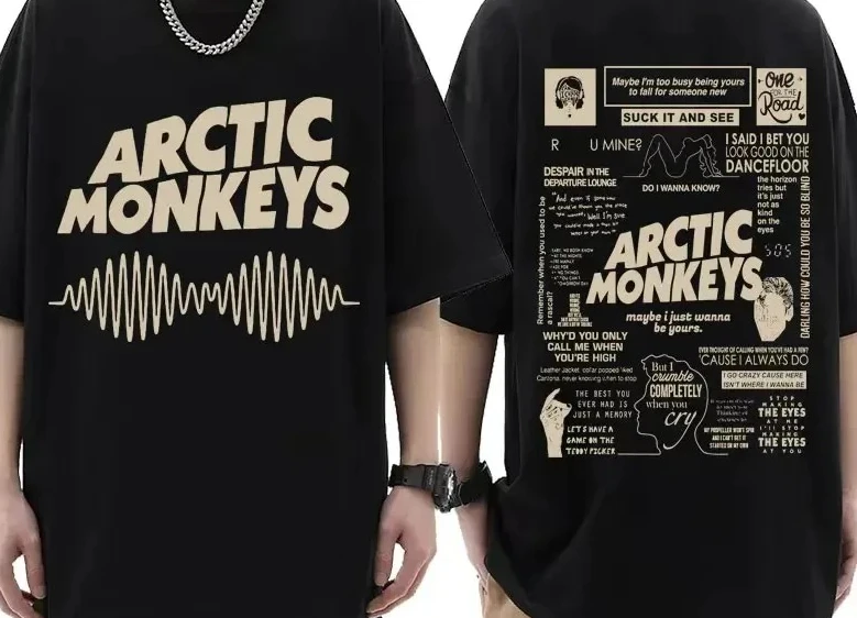 2024 New Arctic Monkey Inspiration T-Shirt Album List Graffiti Print Vintage T-Shirt damski wysokiej jakości bawełna z krótkim rękawem