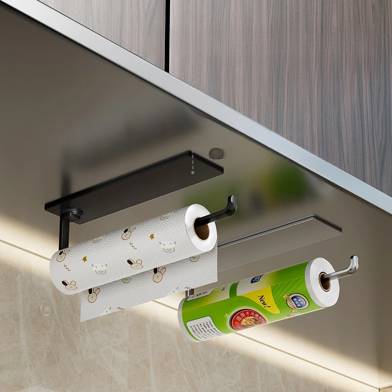 Kitchen Tissue Holder, Household Cling Film, Dishwashing Cloth Storage Bracket, Non Perforated Storage Rack, Roll Paper Holder