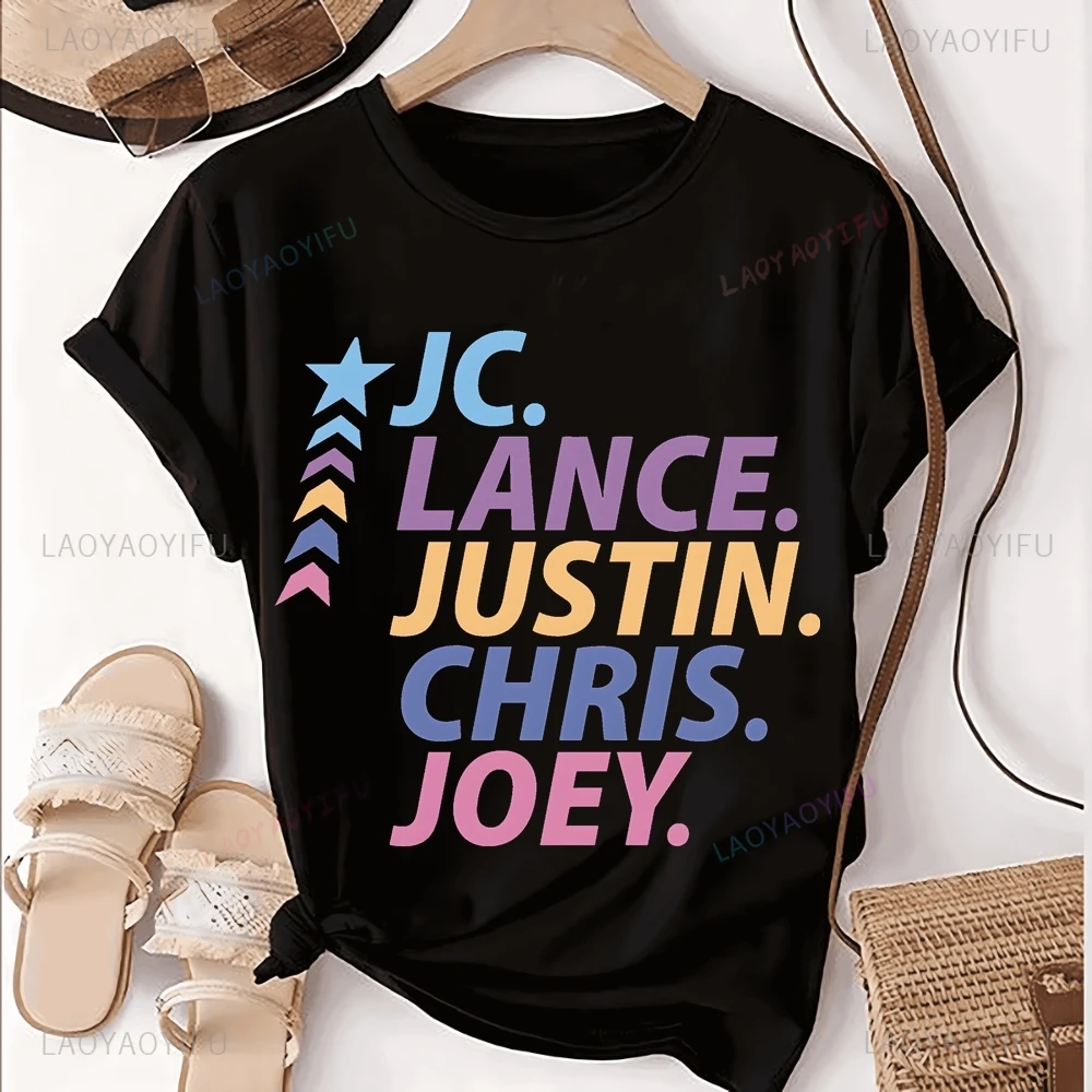 JC, Lance, Justin, Chris, Joey NSYNC Printed T-shirt Top NSYNC Band Trend Short Sleeve Unisex Shirt Graphic Oversized T-shirt