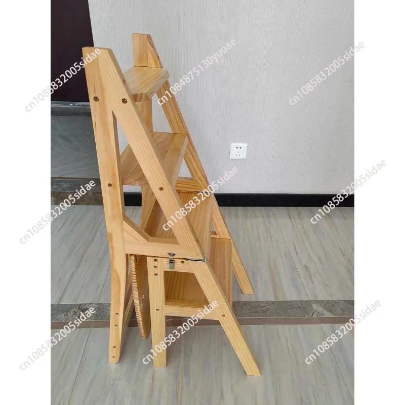 Multifunction Solid Wood Ladder Chair Fold Dual-use Household Indoor Climb Pedal Stair Stool Portable Home Furniture Step Ladder