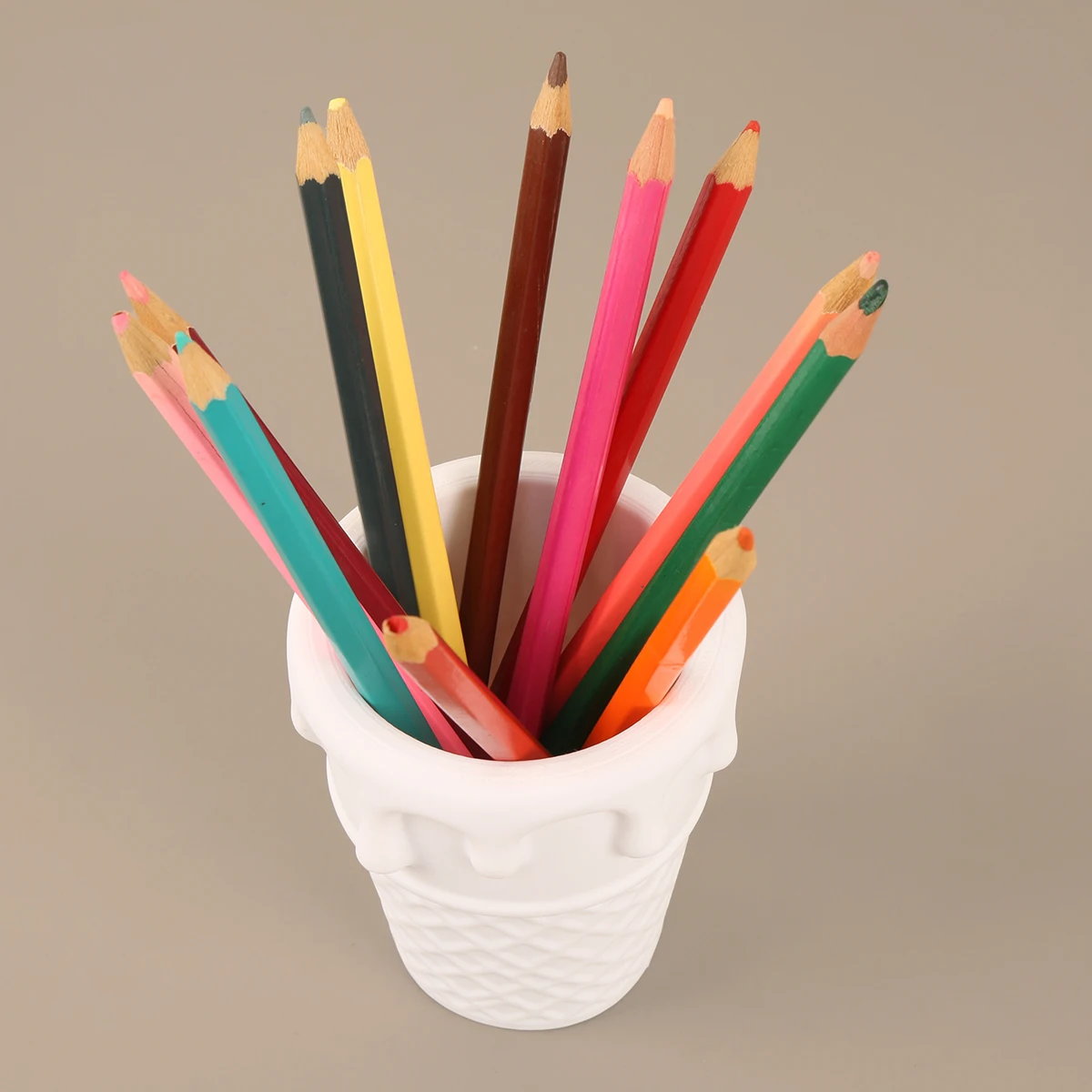 Cross-border Melting Ice Cream Cone Pen Holder, Macaron Cute Desktop Storage, Dual-use Stationery Makeup Brush Organizer for Stu