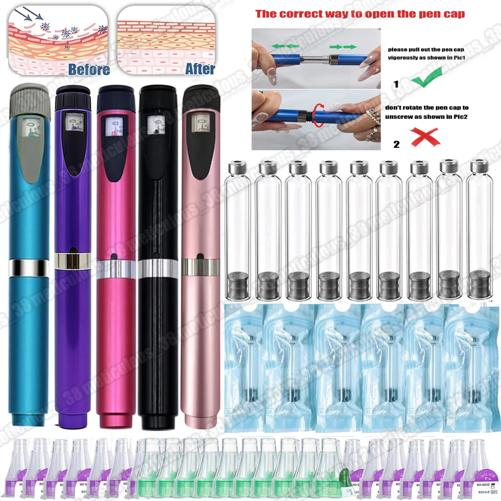 Reusable Multi-use 3ml Dosing Injection Injection Pen with Sterile 6mm Cassette Cartridges Tip Individual Packaged