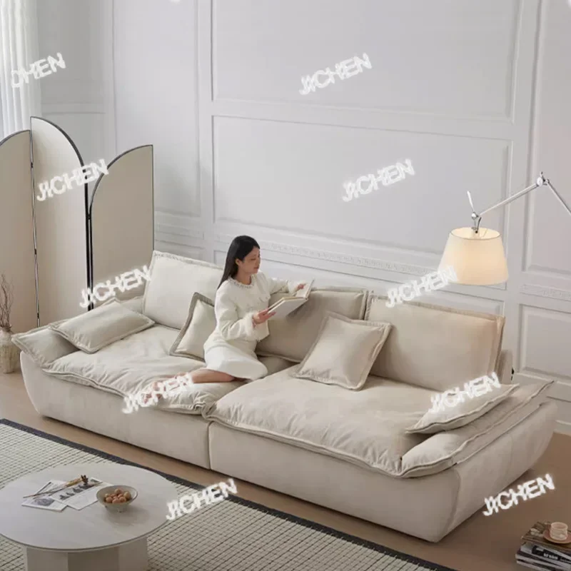 

Neu versandte Artikel frosted cloth sailing sofa Italian minimalist living room fabric super wide sitting deep sofa living room