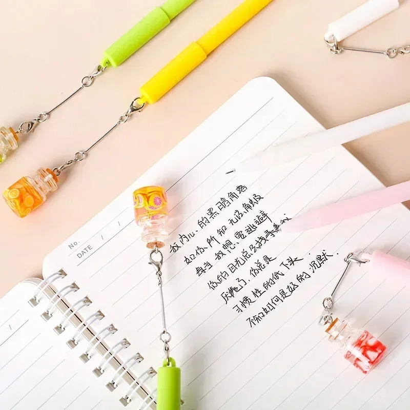 New 36PCS Fruit Juice Pendant Rollerball Pen Creative Cute Modeling Pen Student Stationery Plastic Fountain Pen