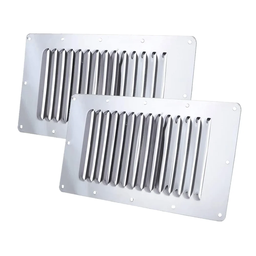 Stainless Steel Air Vent Grille, Wall Ducting Cover, Ventilation Louver, 5x9 Inches, 2 Pcs