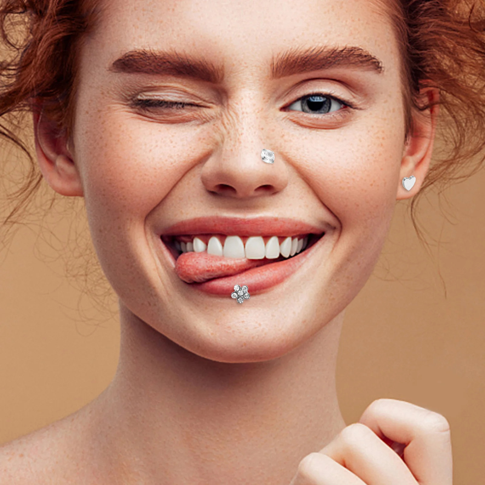 

5 шт., кольца для губ из нержавеющей стали с цирконием, шпильки для носа, губная серьга, спираль для козелка, хряща, пирсинг, комплект ювелирных изделий, пирсинг