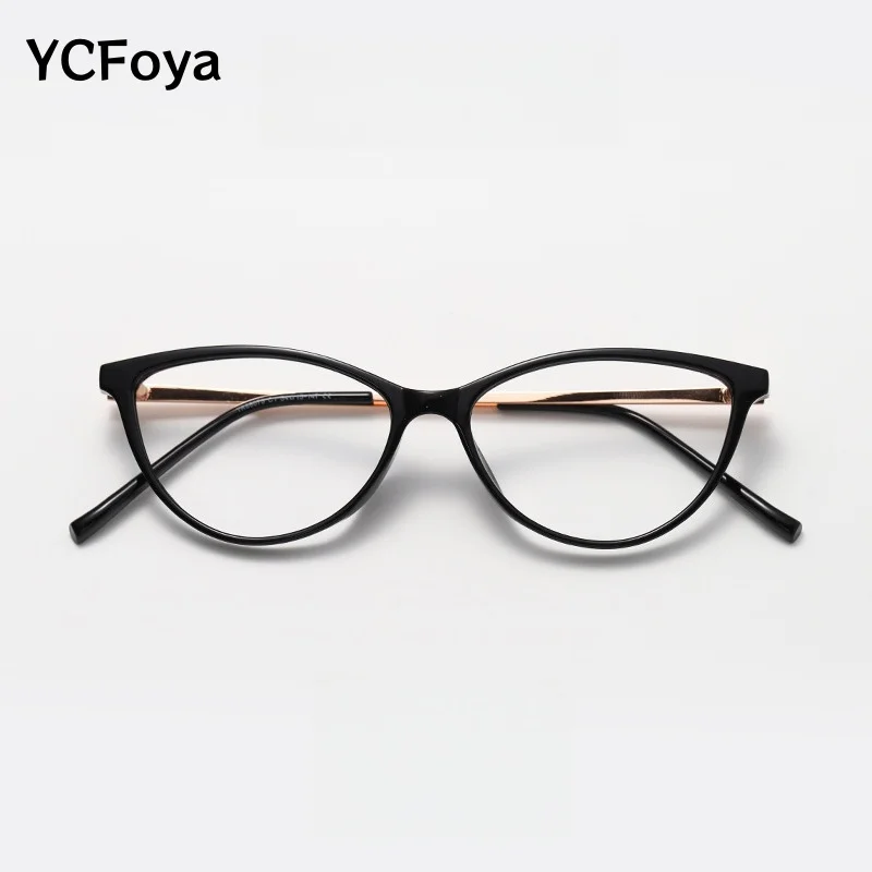 

YCFoya Fashion Cat Eye Glasses Woman TR90 Butterfly Optical Eyeglasses Myopia Anti-blue light Prescription Eyewear 86075