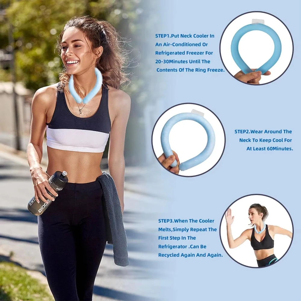 Summer Outdoor Cooling Neck Ring Running Portable Outdoor Sports Cooling Accessories Hands Free Gel Prevention Ice Neck Ring 1pc