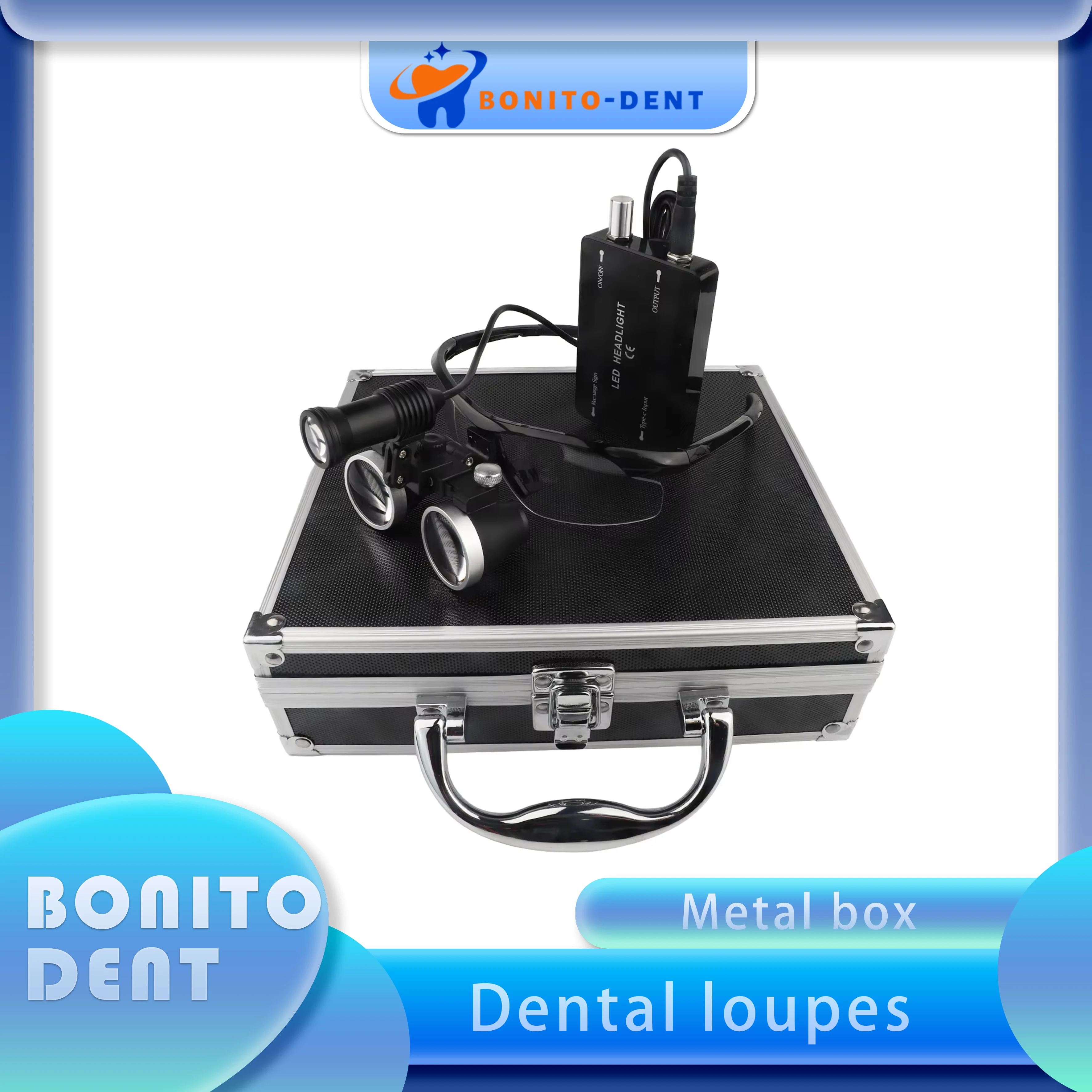 

Dental Loupes 2.5/3.5x Black Magnifier Lab Medical Magnification Binocular Magnifier Headlight Headlamp 5W Seperately