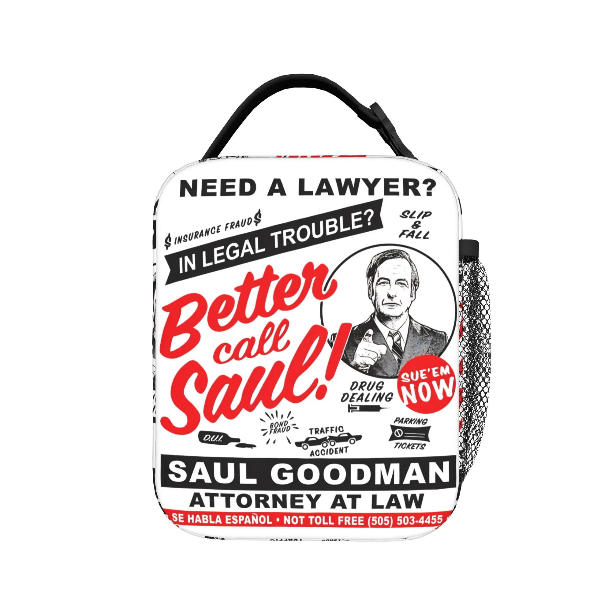 Sac à déjeuner isotherme portable Breaking Bad Need A Lawyer Then Call Saul pour filles, sac fourre-tout thermique avec fermeture éclair pour le bureau