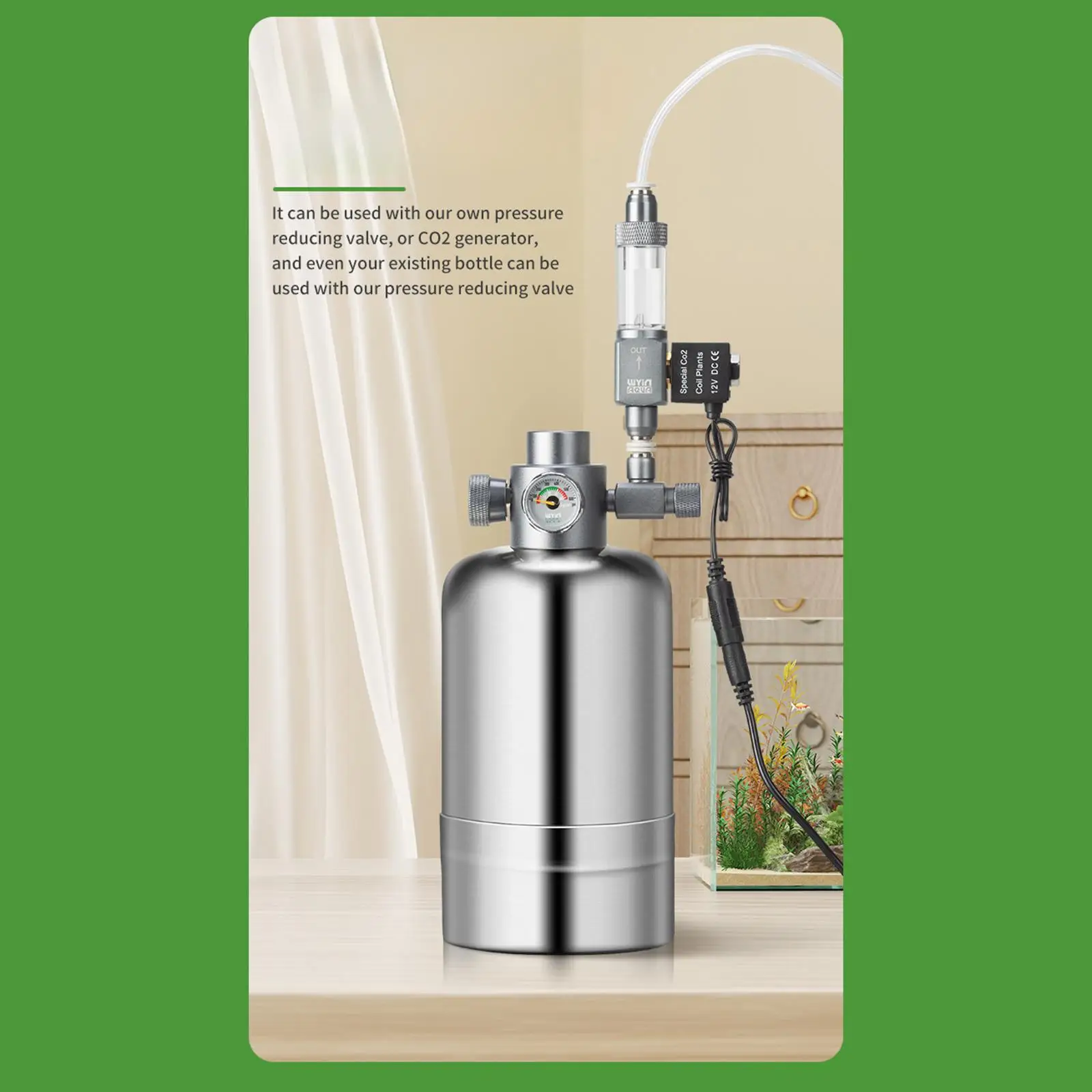 CO2 Bubble Counter Single Head Non Return Design Acrylic Aluminum for Aquarium Regulator Kit and Test