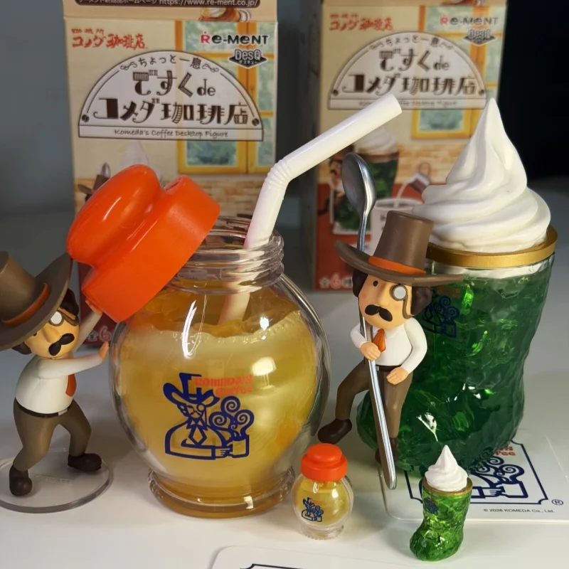Re-ment Komeda's Coffee 3ª Série, Figura de Mesa em Caixa Surpresa, Miniatura para Decoração de Cafeteria, 6 Estilos, Suporte para Canetas, Suporte para Carimbos, Estatueta