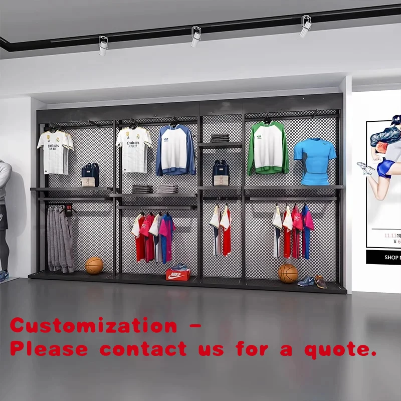 custom.Professional Custom High-quality Sport Clothes Display Rack Sportswear Store Clothing Retail Display Sports Brands