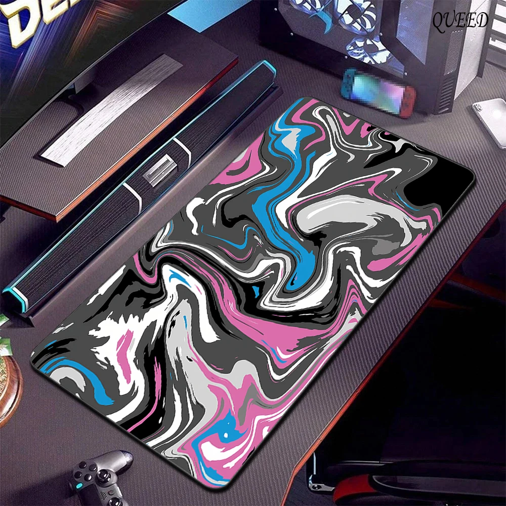 900x400 Cute Large Gaming Mouse Pad XXL Computer Gamer Keyboard Mouse Mat Strata Liquid Extend Mousepad Black and White Desk Mat