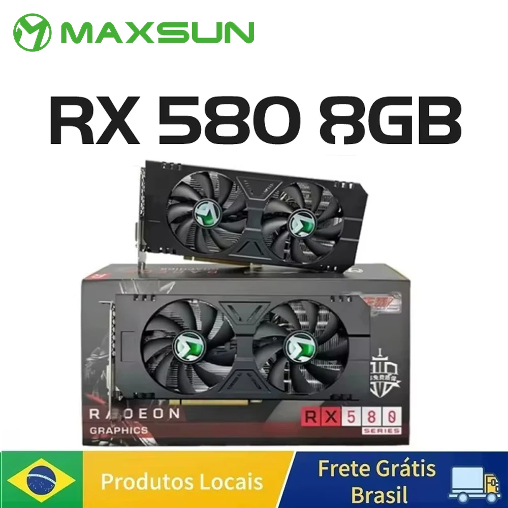 MAXSUN AMD Radeon RX580 8G بطاقات الرسومات GDDR5 بطاقة الفيديو DP DVI PCIE3.0x16 لبطاقة وحدة معالجة الرسومات للكمبيوتر الألعاب RX 580 كاملة جديدة #5