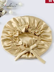 Winsleter,Women Double Layer Sleeping Night Cap 100% Real Silk Bonnet,Pure Hair Wrap Elastic Headwrap 2024 Summer A43753JC