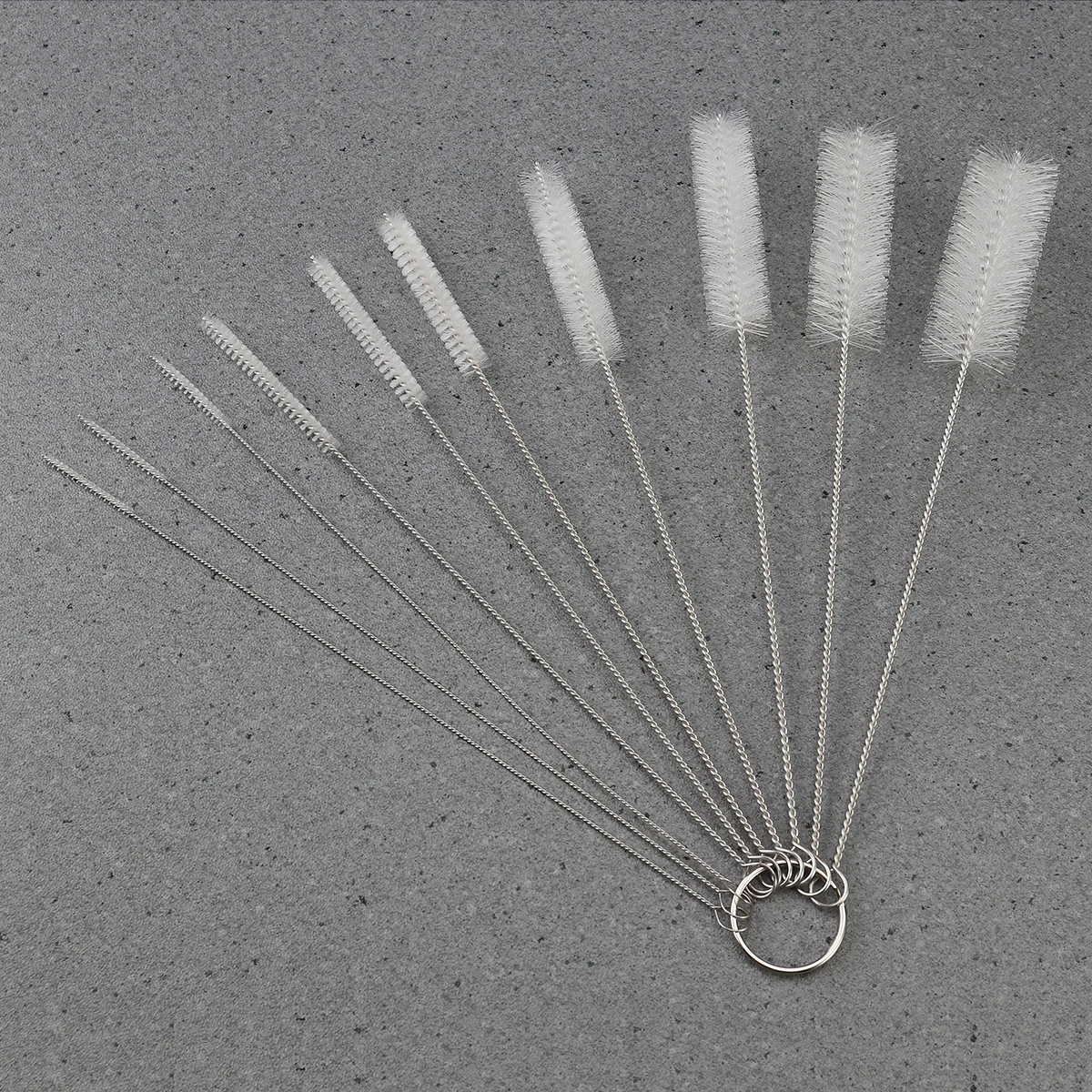 

10pcs Cleaning Brush For Durable Touch Use Twisted Handle Rod Nylon Tube Brush 10 Different Diameter Key Ring Included