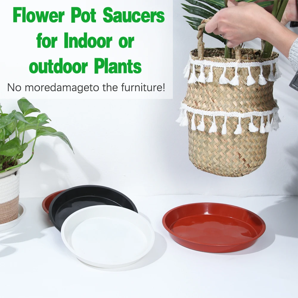 3Pcs Heavy Duty Durable Round Plant Saucer Drip Trays Indoor Outdoor Plastic Tray Saucers