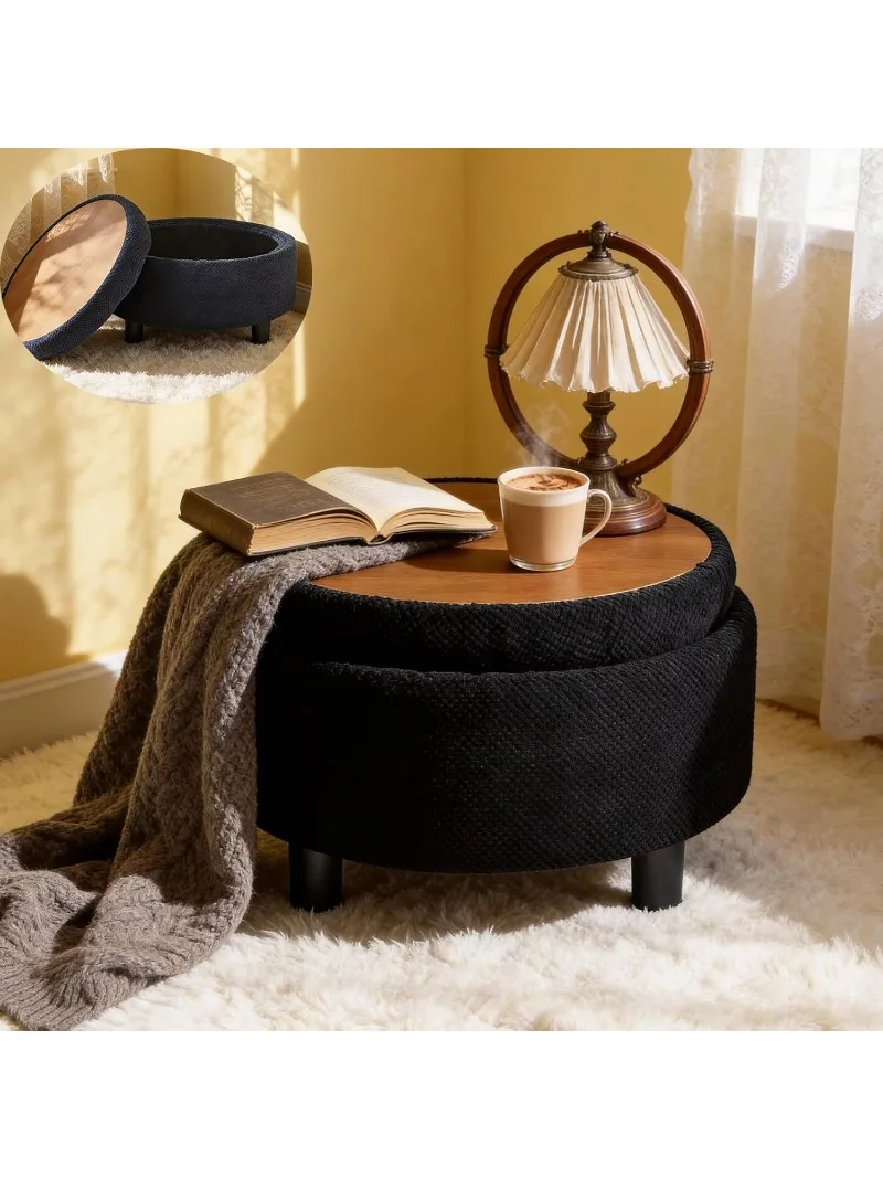 Round Ottoman Reversible Tray Lid 25