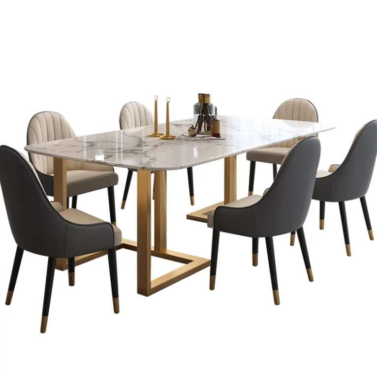 Luxury marble dining table rectangular marble dining table set 8 seater marble dining table and chair combination