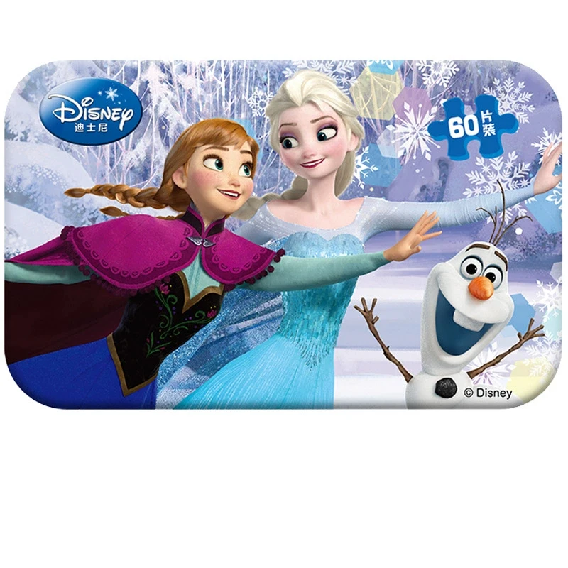 Disney Frozen Elsa Prinses Sneeuwwitje zeemeermin Anime Cartoon Iron Box 60 Stuks Foto Puzzel Geschenken Cosplay Speelgoed Jongens en Meisjes