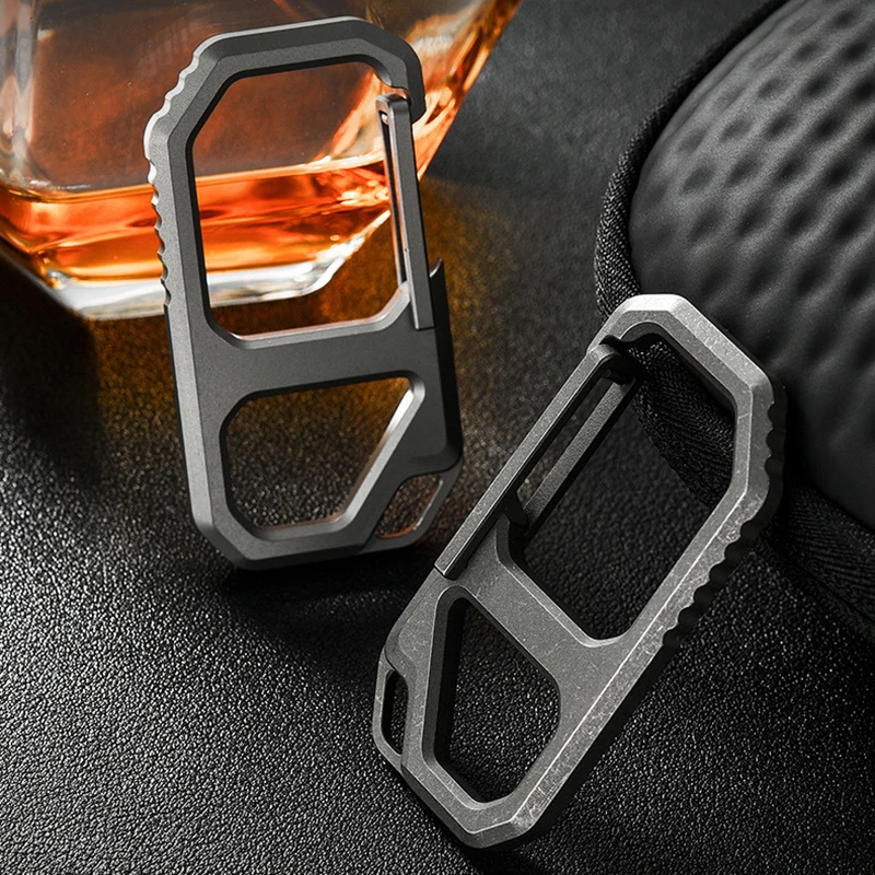 Titanium Alloy Keychain EDC Tool Multifunctional Carabiner Camping Shoulder Strap Buckle Outdoor Portable Accessory