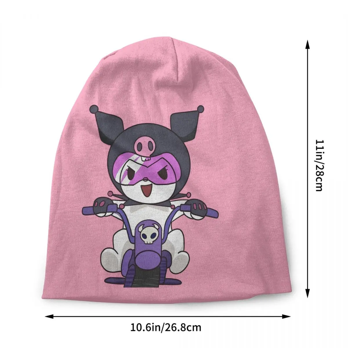 مخصص Kuromi Skullies Beanies قبعات الشارع الشهير شتاء دافئ الرجال النساء متماسكة قبعة الكبار للجنسين الشيطان الصغير بونيه القبعات