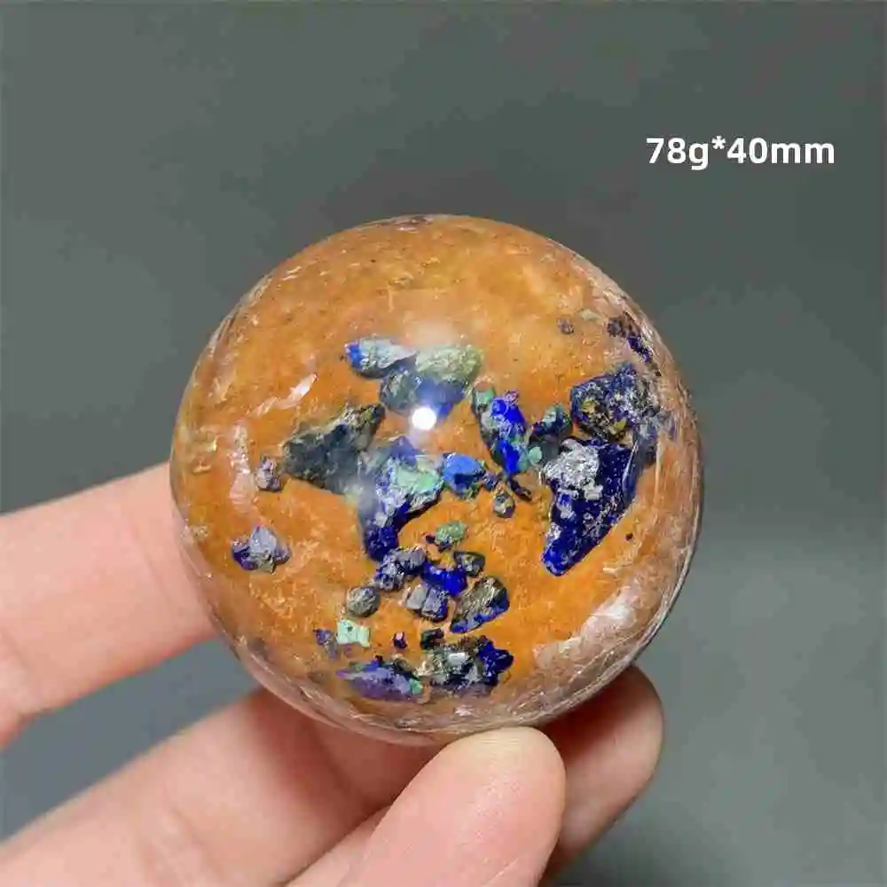 Natural Blue Copper Mine Transparent Crystal Ball Natural Energy Spirit Feng Shui Meditation Divination Home Decoration