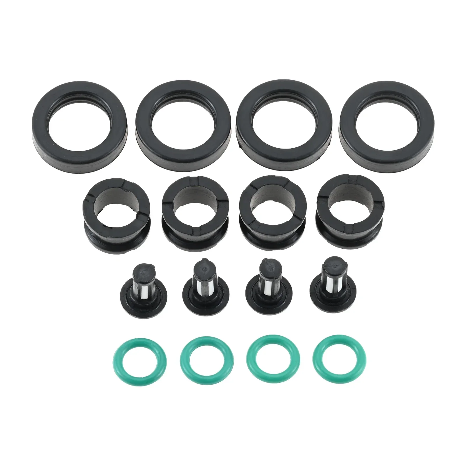 4 Sets Auto Fuel Injector Kit Filters Grommets O-rings Seals for Suzuki GSXR 600 750 1000 Hayabusa GSX1300, 15710-24F00