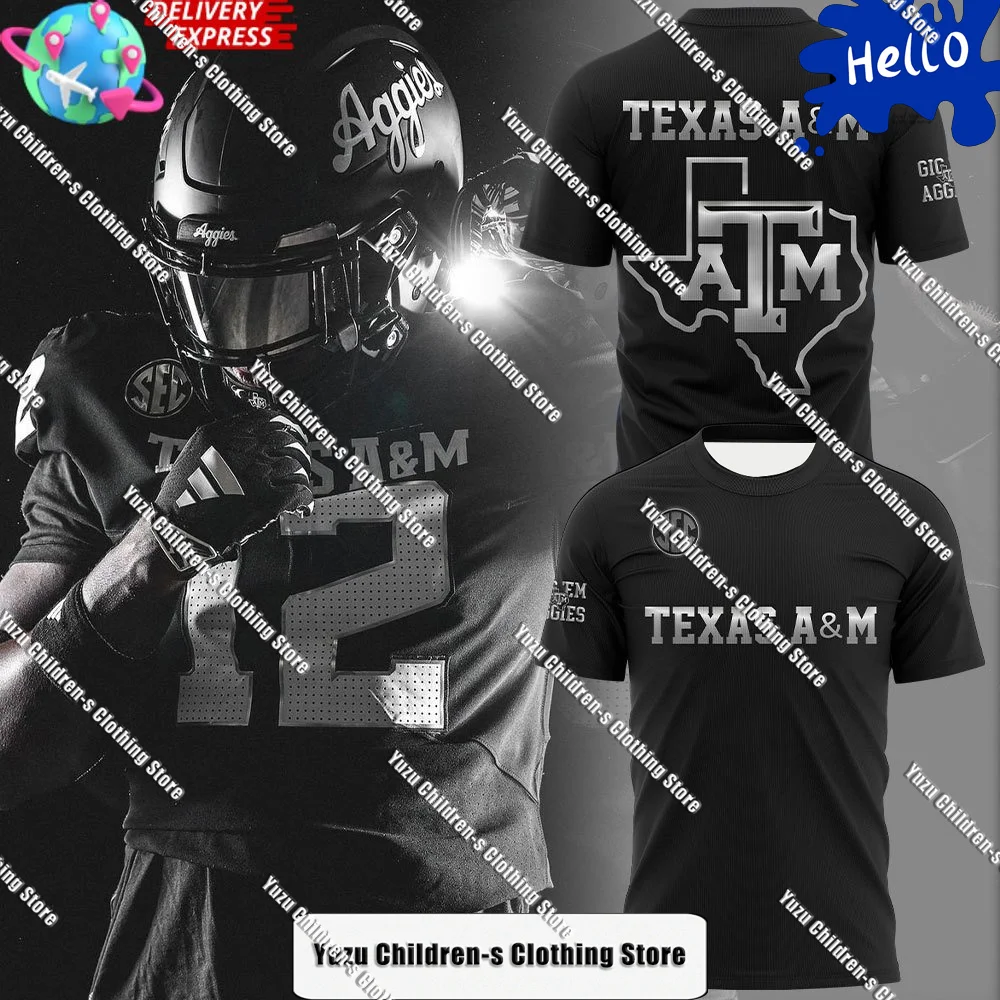 New Texas A&M Aggies GIG EM AGGIES Limited Edition T-Shirt Street Fashion Men's Top Comfortable Versatile Boys and Girls T-Shirt