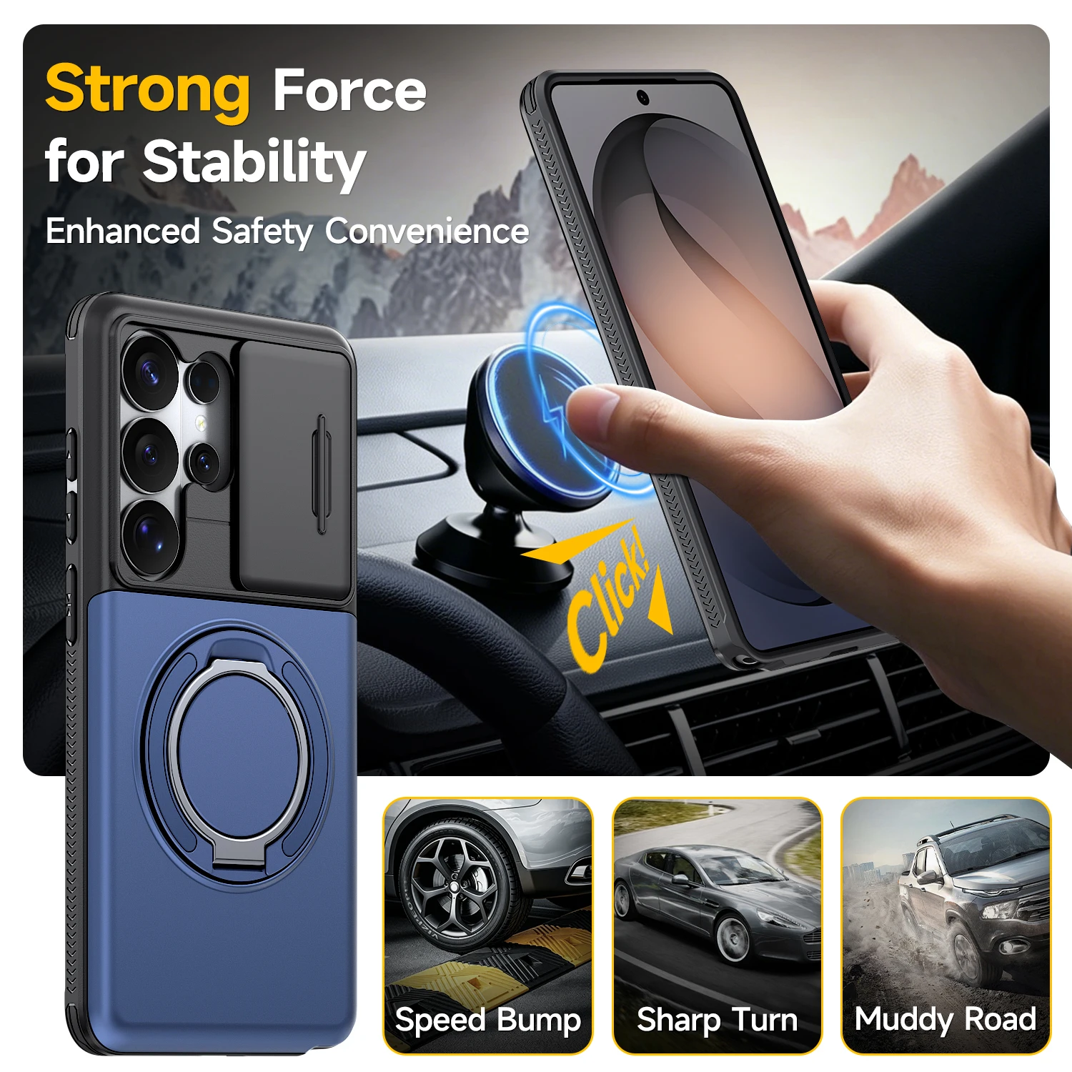 Magnetic Bracket Wallet Holder Phone Case for Samsung S26 S25 Plus S24 FE S23 S22 Ultra Slide Camera Protection Shockproof Cover