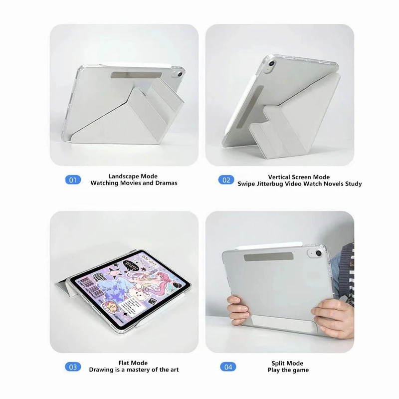 折りたたみ式タブレットケース,iPad Air 5,4,10.9,pro 11,2,3,4,5,6世代